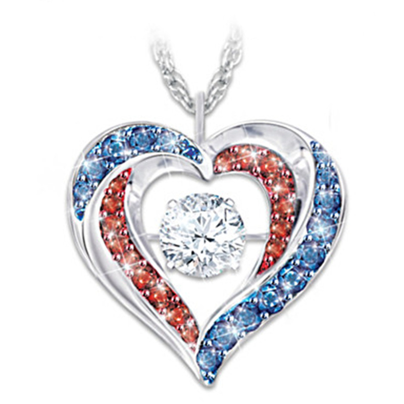 Fashionable Personality American Brave Heart Two-tone Diamond Heart-shaped Pendant, Popular Necklace In Europe and America, Men's Fashion Jewelry Wholesale