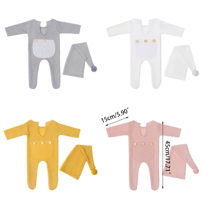 Set 2 Món Áo Liền Quần + Mũ + Đuôi Dài + Băng Đô Chụp Ảnh Cho Bé Sơ Sinh