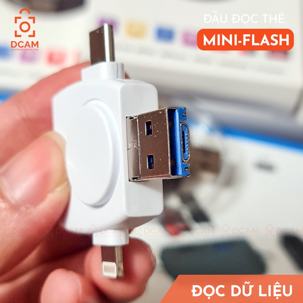 Đầu đọc thẻ MINI FLASH - đọc thẻ nhớ SD, microSD cho Iphone, Android, Laptop - Không cần cài APP