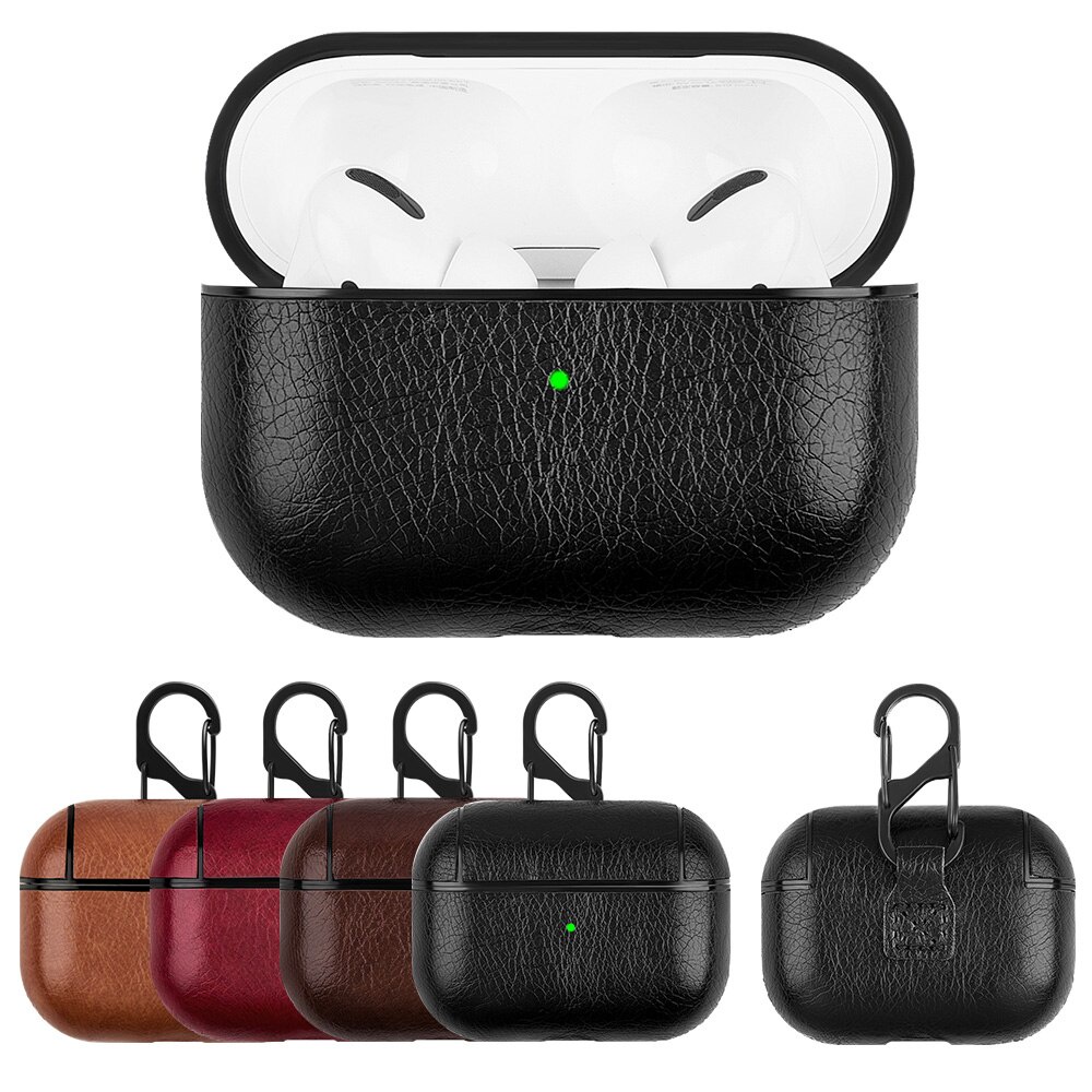 Vỏ bảo vệ hộp sạc tai nghe bằng da PU có khóa chống thất lạc thích hợp cho Airpods 3 Pro 2 1 3