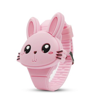 Đồng hồ thời trang trẻ em dây cao su cao cấp mặt thỏ xinh sắc màu OEM