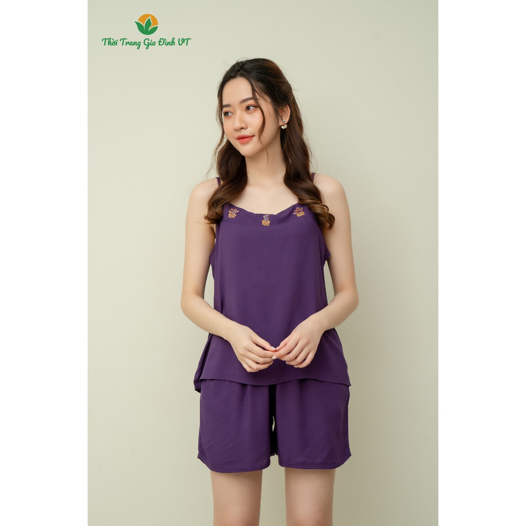 Bộ lanh VT quần đùi áo hai dây nữ B21.2102