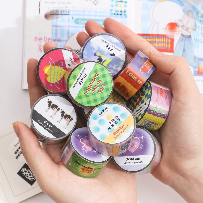 Sticker PET Dán Trang Trí Dạng Washi Tape Y2K Aesthetic Style Hàn