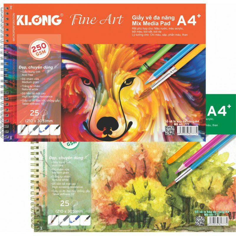 [Mã LIFEBOOK2 giảm 10% đơn 0Đ] SỔ VẼ / GIẤY VẼ MÀU NƯỚC KLONG ARTWORK A5+ / A4+ - 250GSM