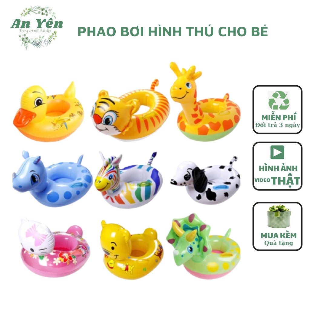 Phao bơi hình thú chống lật an toàn ngộ nghĩnh phao thú xỏ chân cho bé (giao màu ngẫu nhiên)