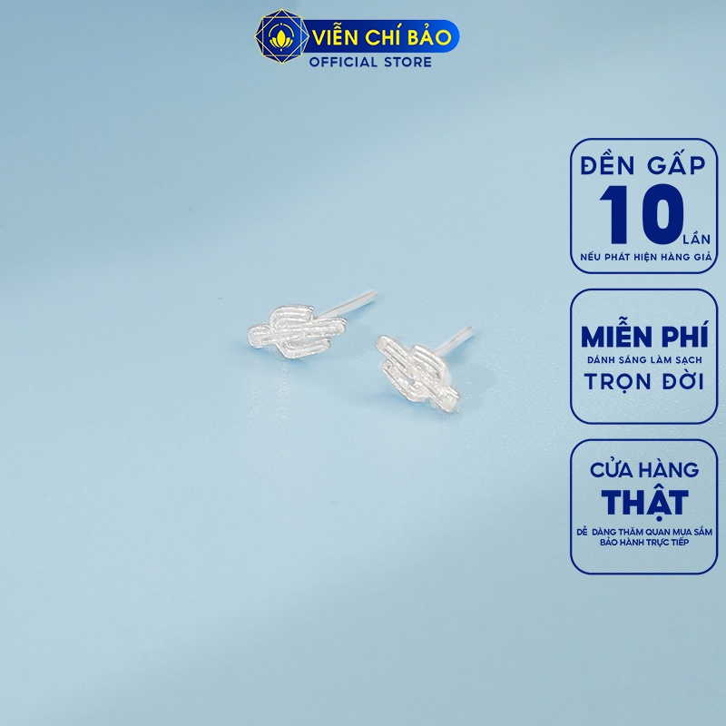 Bông tai cành xương rồng chất liệu bạc 925 thời trang phụ kiện trang sức nữ Viễn Chí Bảo E055