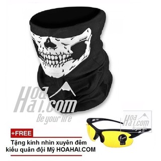 Khăn phượt đa năng HoaHai.com hình đầu lâu (đen) + Kính nhìn xuyên đêm quân đội