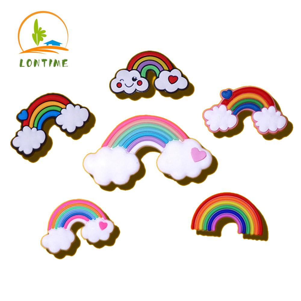 LONTIME Colorful Rainbow Patch DIY Accessories Silicone Glue Patch Glues Scrapbook Decoration Art Craft Cartoon Handmade Phone Case Decor PVC Stickers