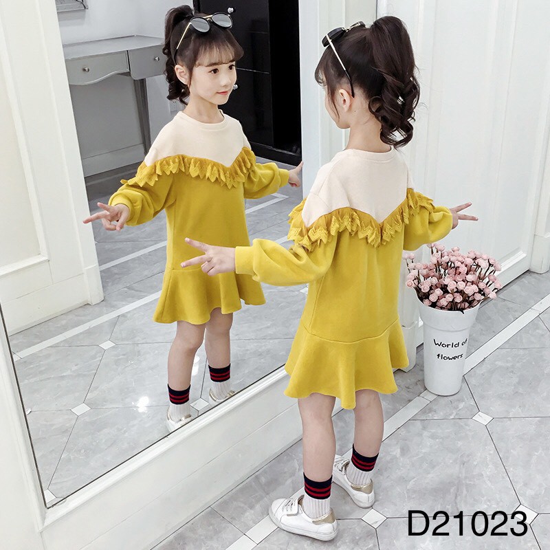 Váy len tua rua cho bé gái Đầm xòe xinh xắn full size BEESHOP D21023