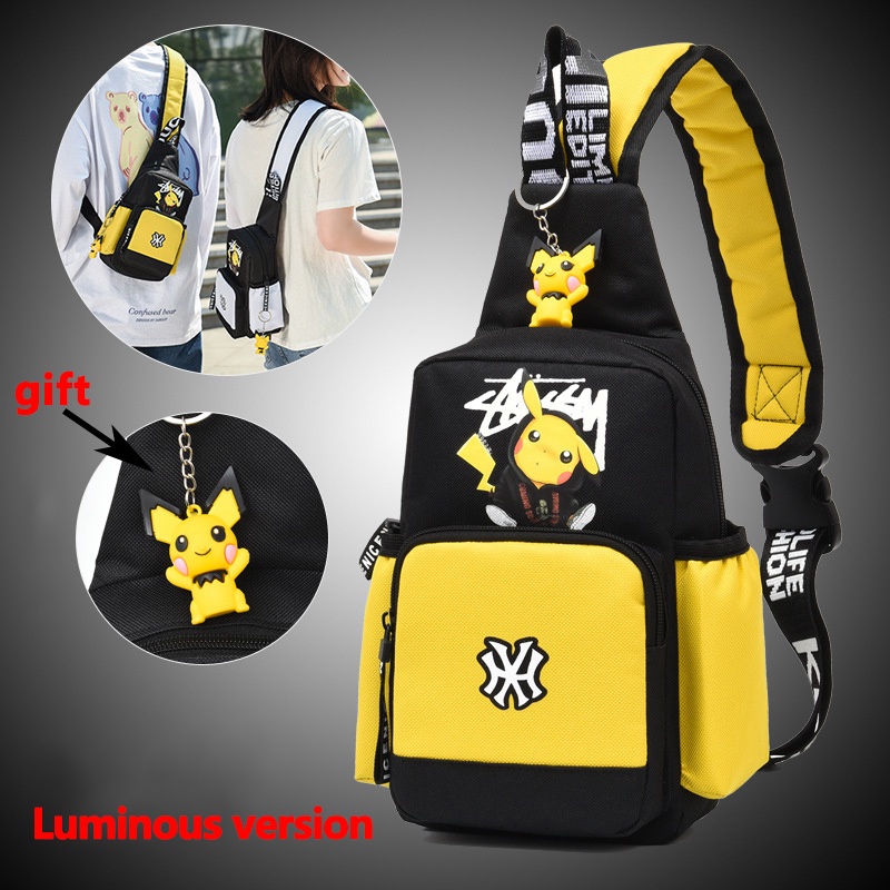 Túi Đeo Chéo Ngực Vải canvas In Hình Pikachu one 2022 Phong Cách Thể Thao Trẻ Trung Dành Cho Nam Nữ