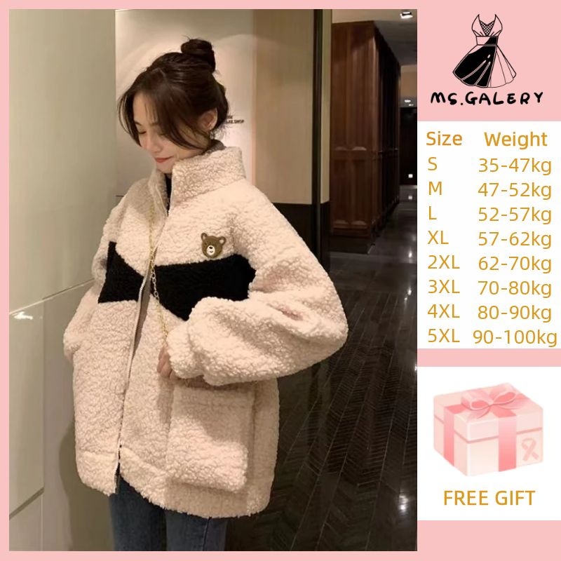 Áo Khoác Len Tay Dài Dáng Rộng Có Khóa Kéo Thời Trang Mùa Đông Cho Nữ Size Lớn 5XL