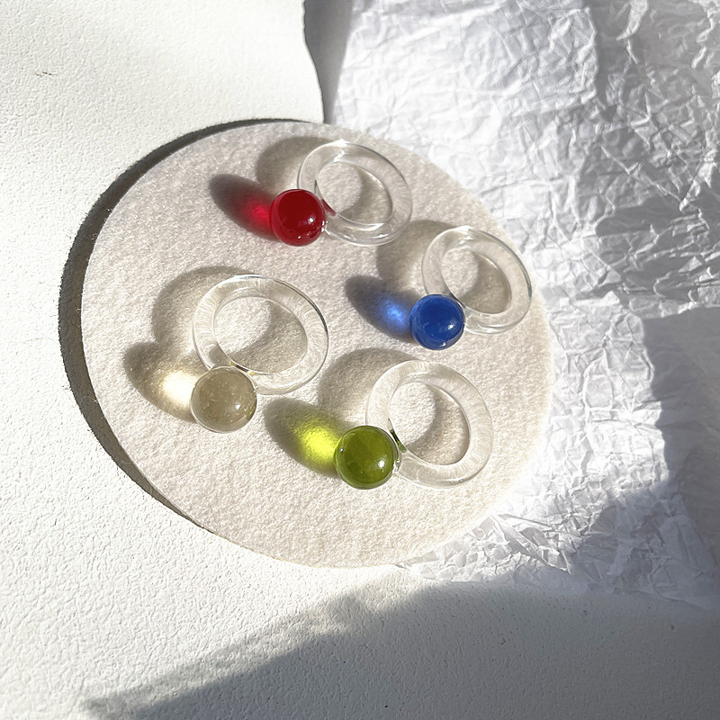 Nhẫn AY trong suốt màu kẹo thời trang Hàn Quốc thanh lịch cho nữ