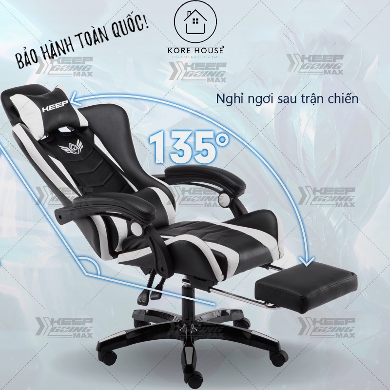 Ghế Gaming Giá Rẻ Có Gác Chân Bọc Da Chống Nóng Cao Cấp Với 3 Chế Độ Ngả Lưng
