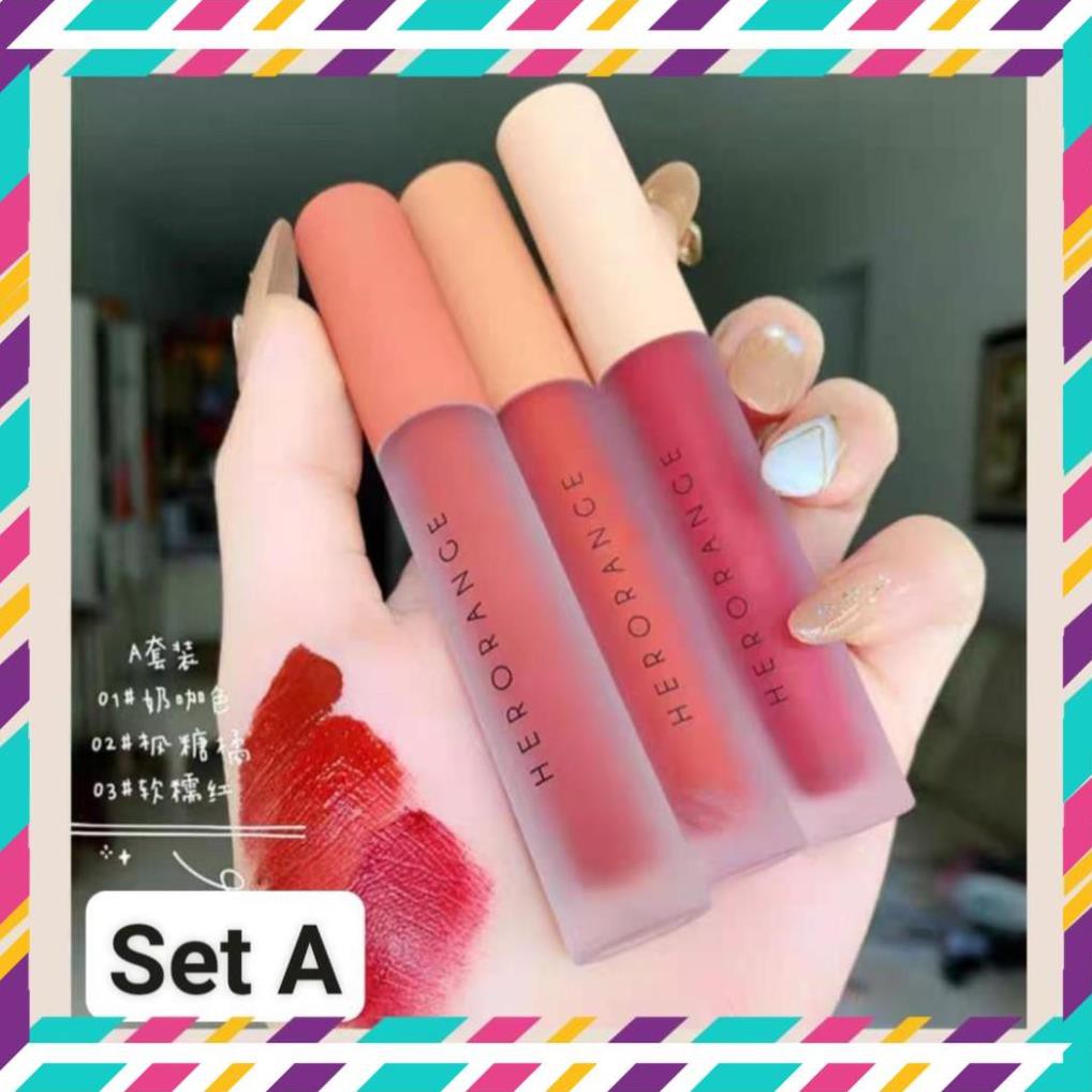 [HOT DEAL]  Set 3 SON KEM LÌ HERORANGE VELVET FLUFFY LIP GLAZE | BigBuy360 - bigbuy360.vn