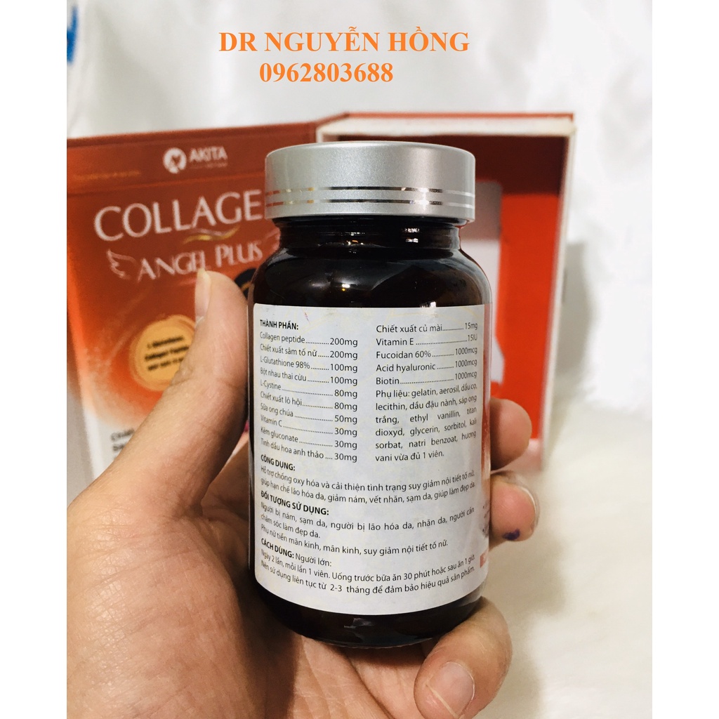 COLLAGEN ANGEL PLUS -Bổ sung collagen, hỗ trợ chống oxy hóa, hạn chế lão hóa da, giảm nám, vết nhăn, làm đẹp da -30 viên