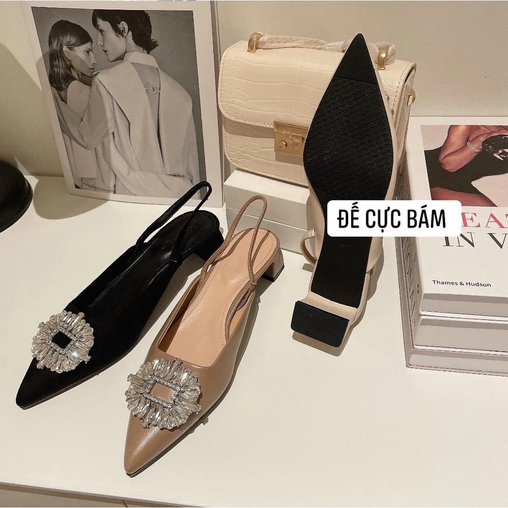 SANDAL BÍT MŨI DÍNH ĐÁ, Guốc bảng đá hàng quảng châu fullbox hãng - Sunny Boutique