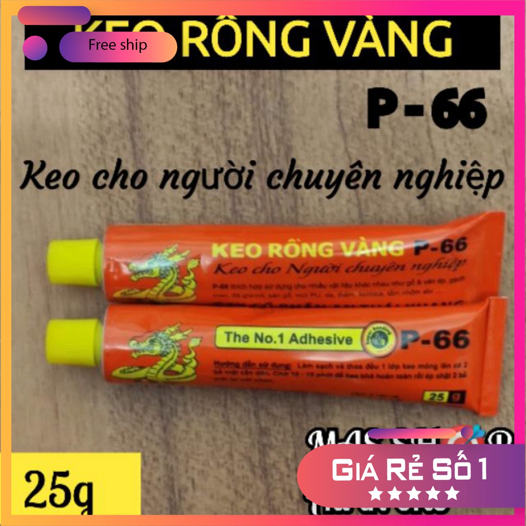 [RẺ VÔ ĐỊCH] [SALE tốt nhất] Keo Rồng Vàng P-66  tuýp 25g (keo con chó, keo dán giày dép, keo đa năng)