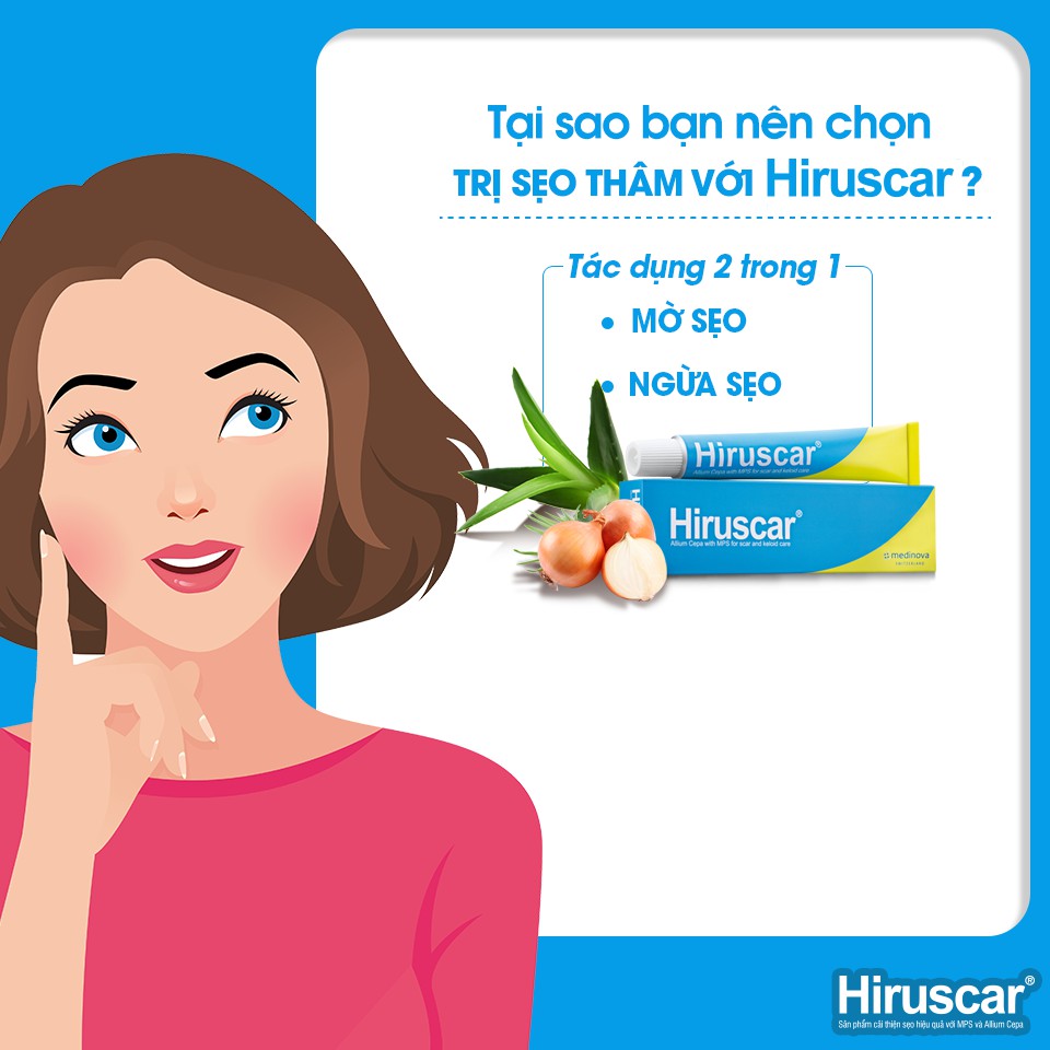 Gel mờ sẹo HIRUSCAR [Tuýp 5g] - Gel cải thiện sẹo vừa, sẹo lõm, sẹo thâm [hirusca]