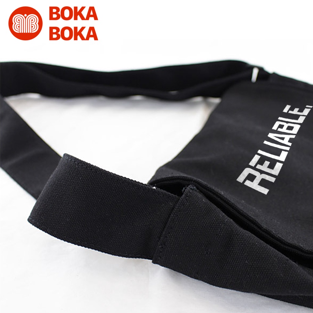 Túi vải đi học Vải Canvas Đeo Chéo In Chữ Reliable Unisex Nam Nữ