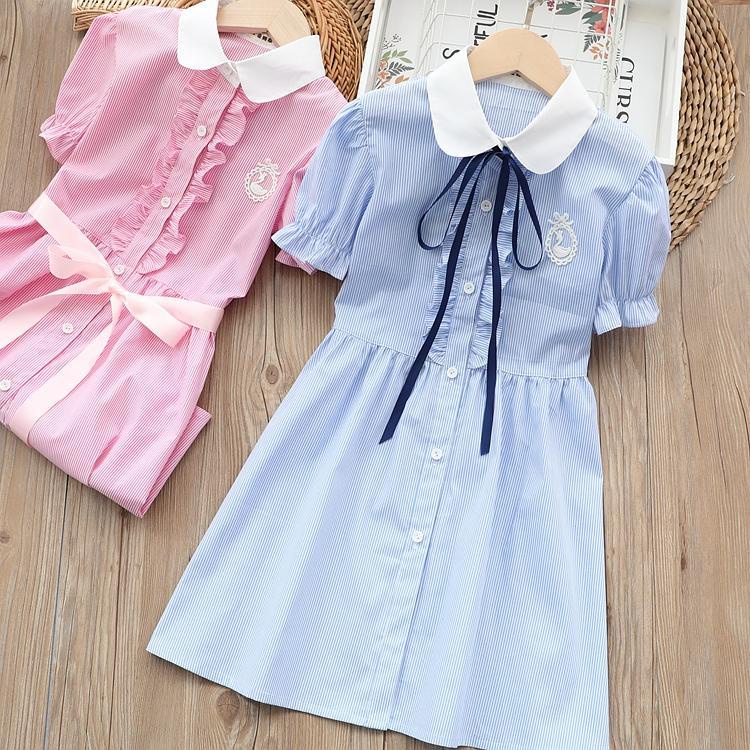 Đầm Cotton Ngắn Tay Phong Cách Mới Cho Bé Gái