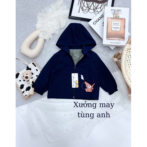 Áo khoác cho bé  Áo khoác gió cho bé in hình gấu vs ô tô ngộ nghĩnh, đáng yêu ( mã 03)