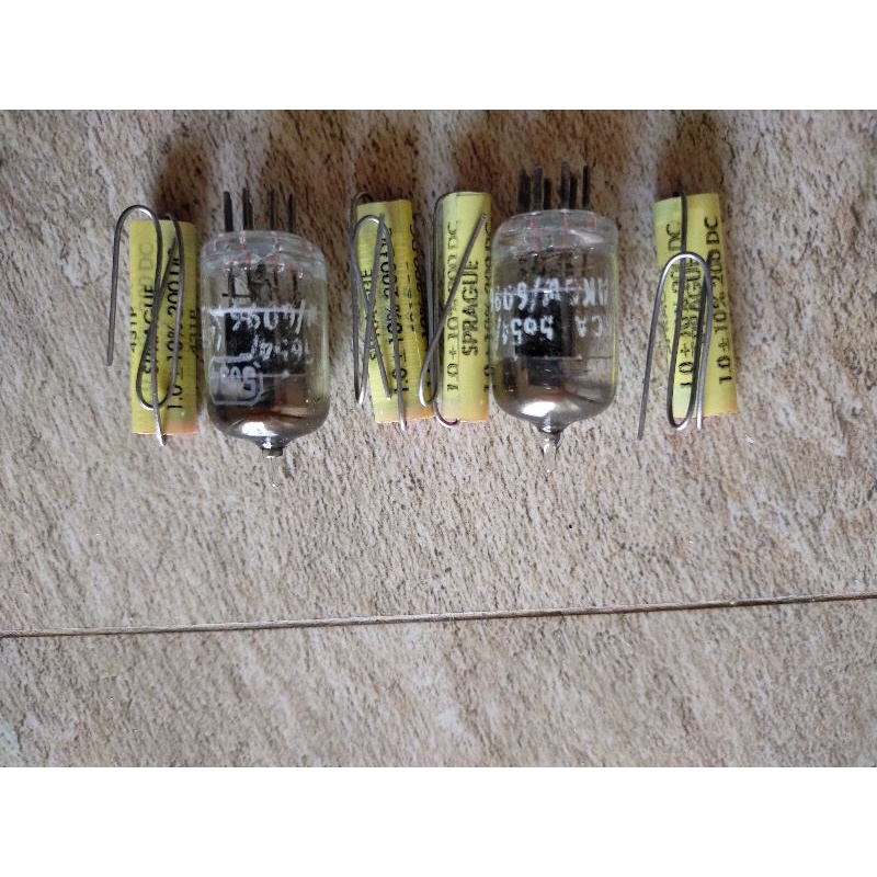 Combo nâng  cấp tube FX audio và Suca audio. Đèn 6ak5 RCA + tụ sprague 1uf/200v
