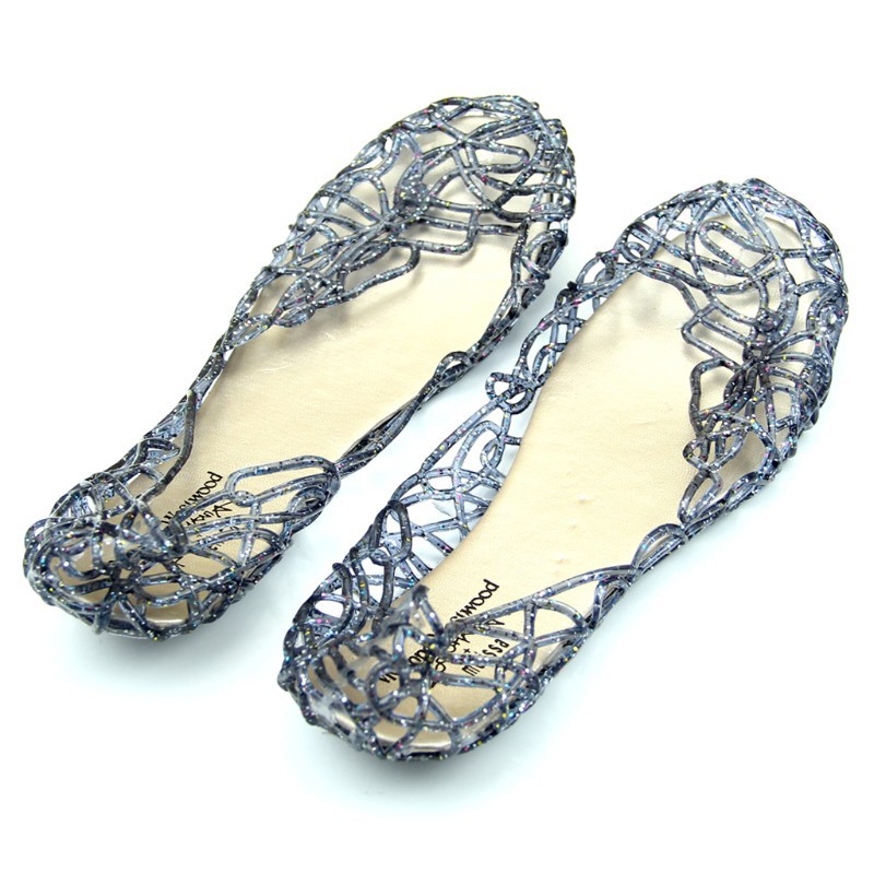 Ventilate Crystal Jelly Hollow Out Birds Nest Flat Sandal New Summer Beach Shoes