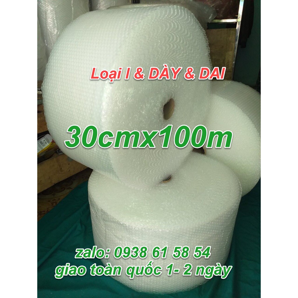 Cuộn Xốp Hơi, Bong Bóng Khí Khổ 30cm x 100m Bọc Gói Hàng