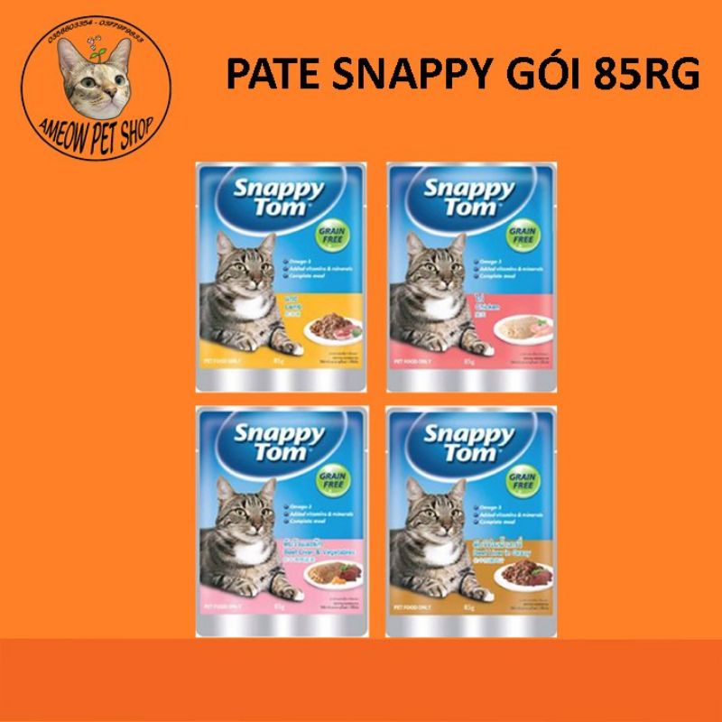 PATE MẪU MỚI SNAPPY TOM GÓI 85GR CHO MÈO