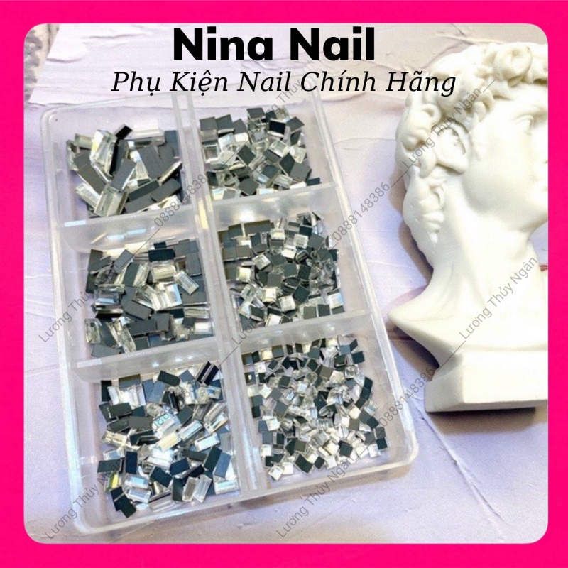 Khay Đá Chân Keo Chữ Nhật Gắn Móng Mix 6 Size