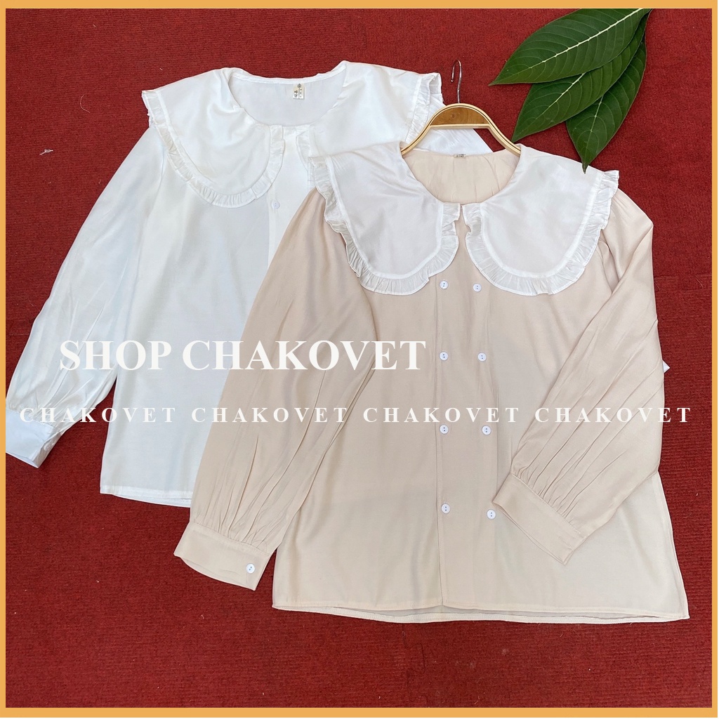 Áo sơ mi nữ kiểu tay bồng CKA884, kiểu áo nữ thiết kế 2 hàng cúc tay dài cổ bèo vải không nhăn mát mịn mặc đẹp dáng xinh | BigBuy360 - bigbuy360.vn