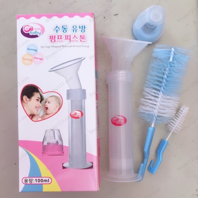 [Tặng kèm cọ vệ sinh] Dụng cụ hút sữa Xi lanh cầm tay cho mẹ 100ml GB BABY (Công nghệ Hàn Quốc)