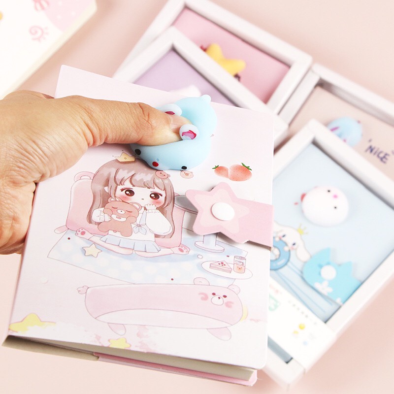 Sổ bìa bóng kèm Mochi có hộp dễ thương - shopliam