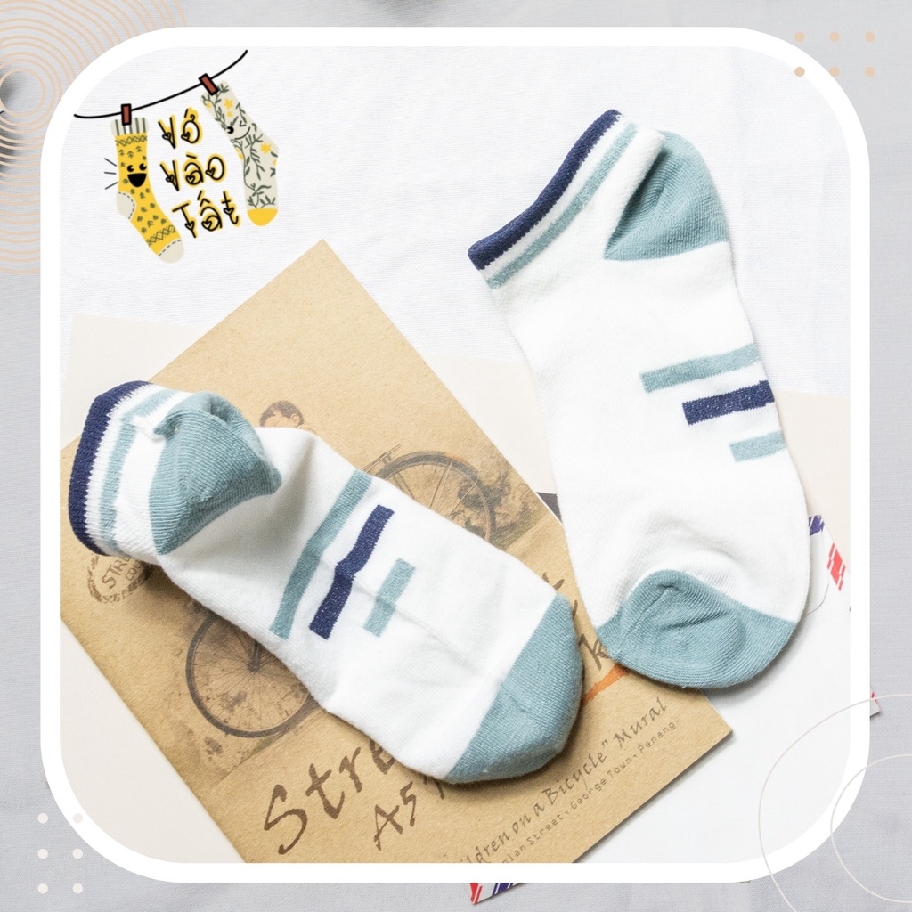 TẤT VỚ CỔ NGẮN NAM CHẤT COTTON NHẸ THOÁNG KHÍ XANH TRẮNG