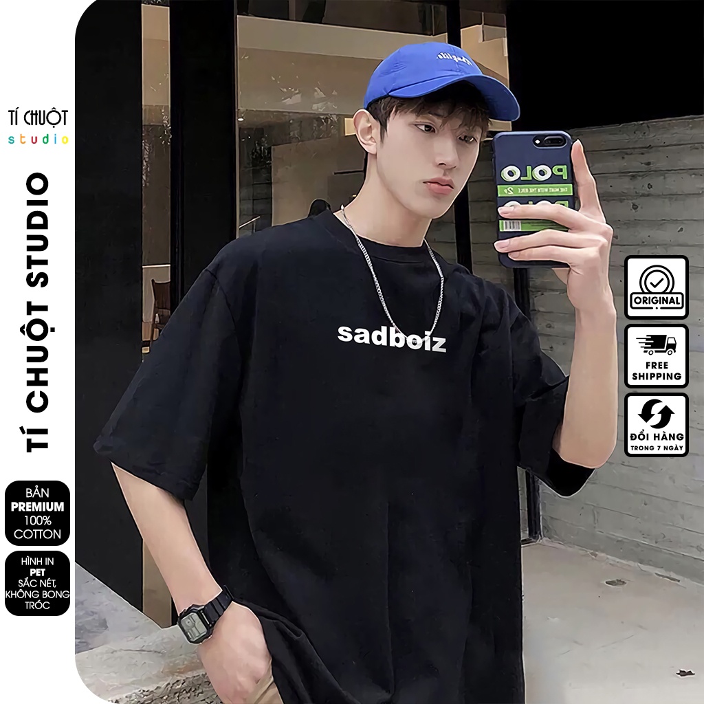 Áo thun sadboiz nam nữ, áo phông unisex phản quang sadboiz tay lỡ form rộng  - Tí Chuột Studio