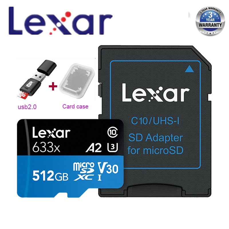 GOPRO Đầu Đọc Thẻ Nhớ Lexar 633X 95mb / s Micro SDHC Uhs-1 Cho Máy Bay Điều Khiển Từ Xa 512GB 256GB 128GB 64GB 32GB SDXC SDHC Uhs-1
