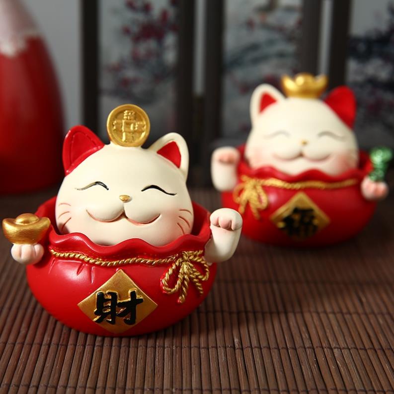 MÈO THẦN TÀI 7cm MÈO MAY MẮN dùng trang trí bàn làm việc, kệ tủ, ô tô