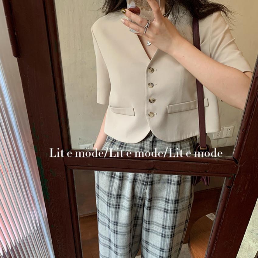 Áo Khoác Cổ Chữ v Tay Ngắn Thời Trang Mùa Hè Phong Cách Mới Dành Cho Nữ | BigBuy360 - bigbuy360.vn