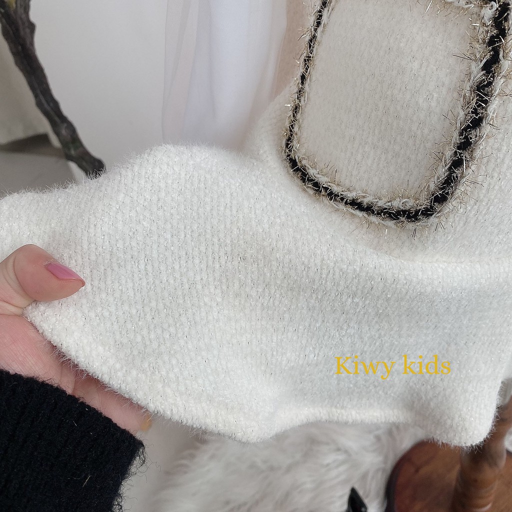 Set váy len lông co dãn KIWY KIDS75 style tiểu thư cho bé gái 6 đến 10 tuổi