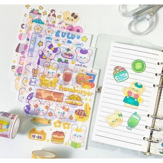 Set 4 tấm Sticker 🫧 Cute Rainbow Bunny and Bear