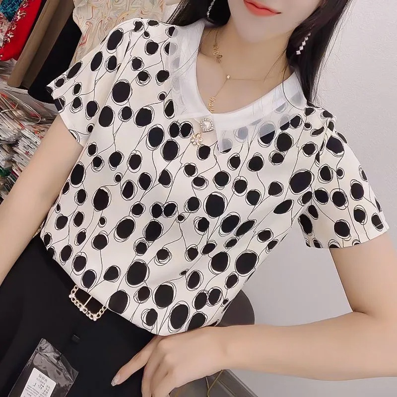 Áo Sơ Mi Voan Ngắn Tay Họa Tiết Sọc Thời Trang Dành Cho Nữ