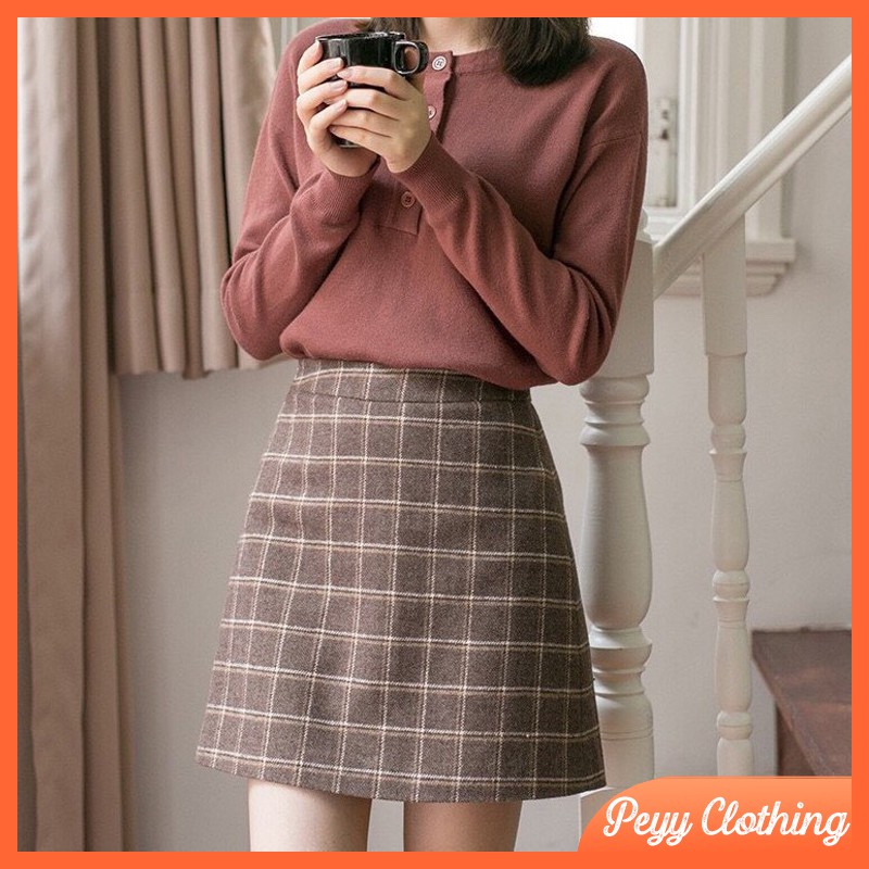 Chân váy chữ A cạp cao Hàn Quốc, Chân váy ngắn lưng cao ulzzang Hàn Quốc CV04 - Peyy Clothing