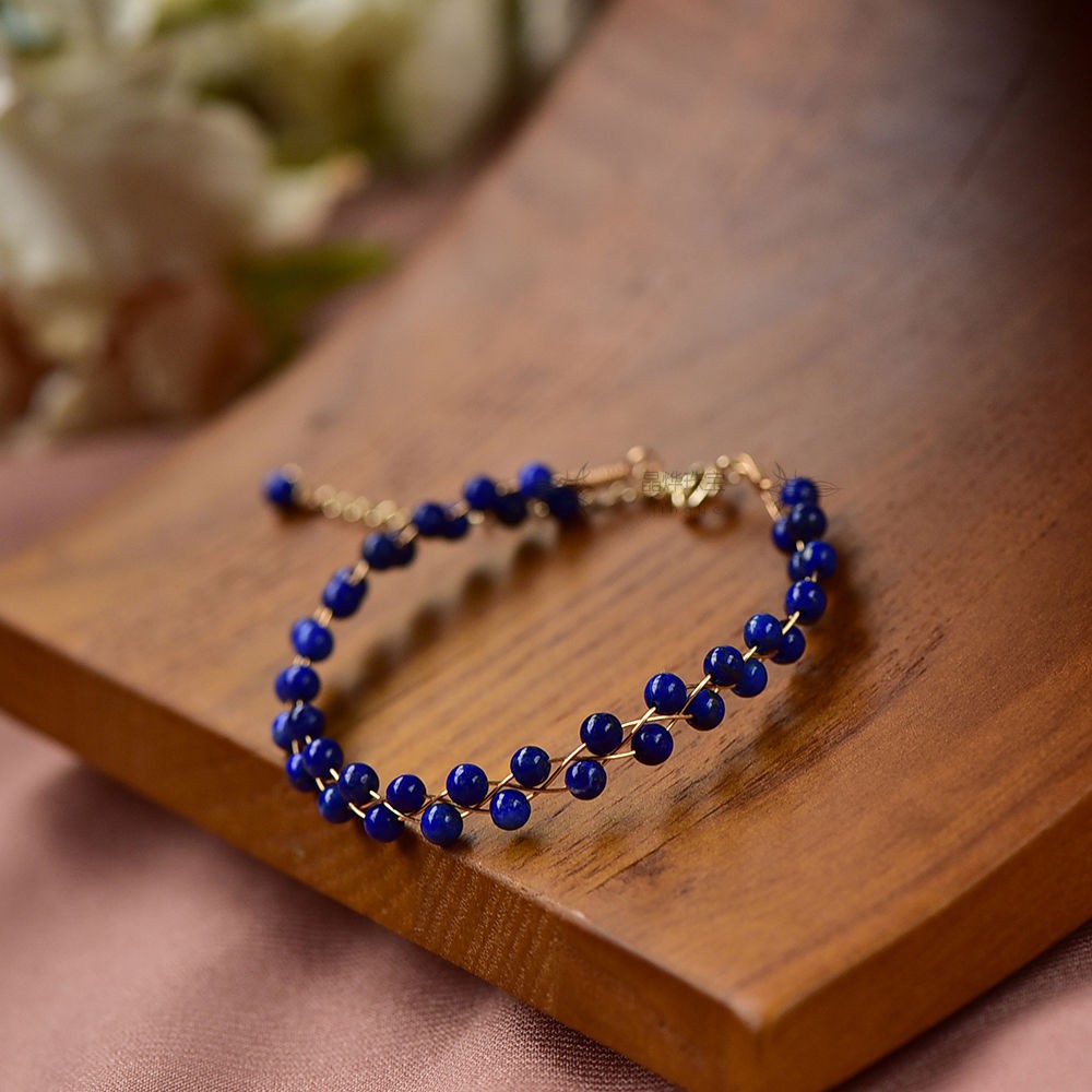 Vòng Tay Chuỗi Hạt Đá Lapis Lazuli Tự Nhiên Chất Lượng Cao