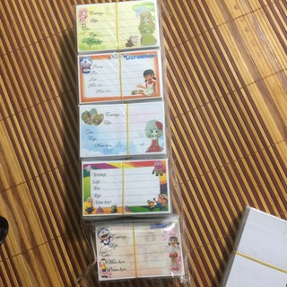 set 100 cái nhãn vở ,nhãn vở hoạt hình có keo dán sẵn