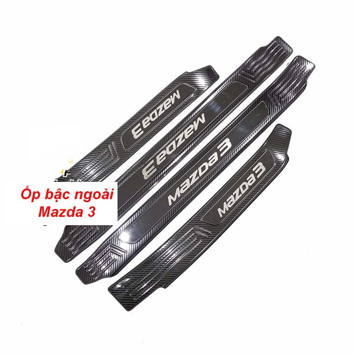 Ốp Bậc Cửa, Nẹp Bước Chân Mazda 3 2020 2021-2022 Mẫu CARBON Cao Cấp + tặng keo trợ dính trang trí chống xước bậc cửa xe