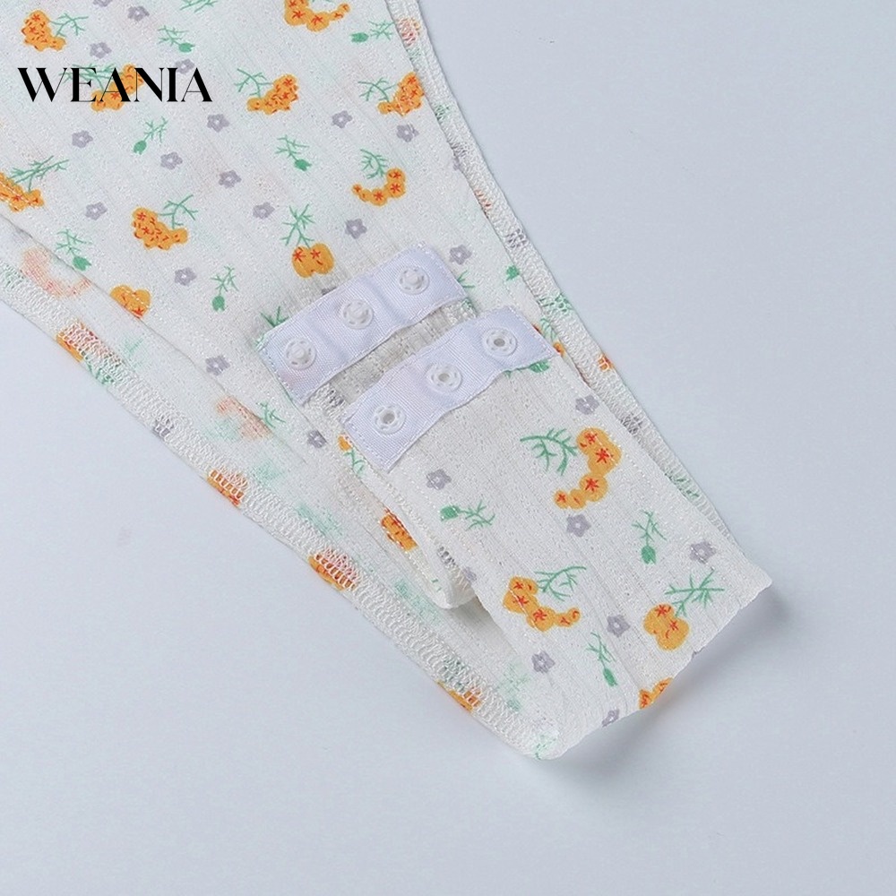 Bộ Áo Liền Quần Ngắn Tay In Hoa Dễ Thương Cho Nữ