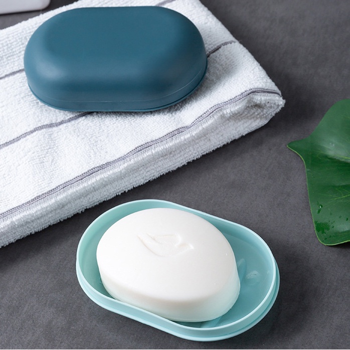 Hộp đựng xà phòng hình oval kèm nắp đậy chống thấm nước tiện dụng