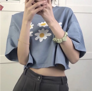 ÁO CROPTOP IN HÌNH HOA CÚC