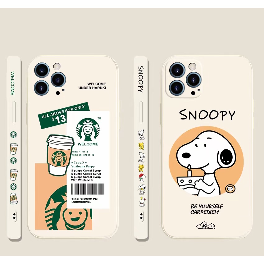Ốp điện thoại mềm hình Snoopy Starbucks cho VIVO Y20 Y12S Y17 Y15 Y12 Y11 Y30 Y50 Y51 2020 Y91 Y93 Y95 V21 V20 SE