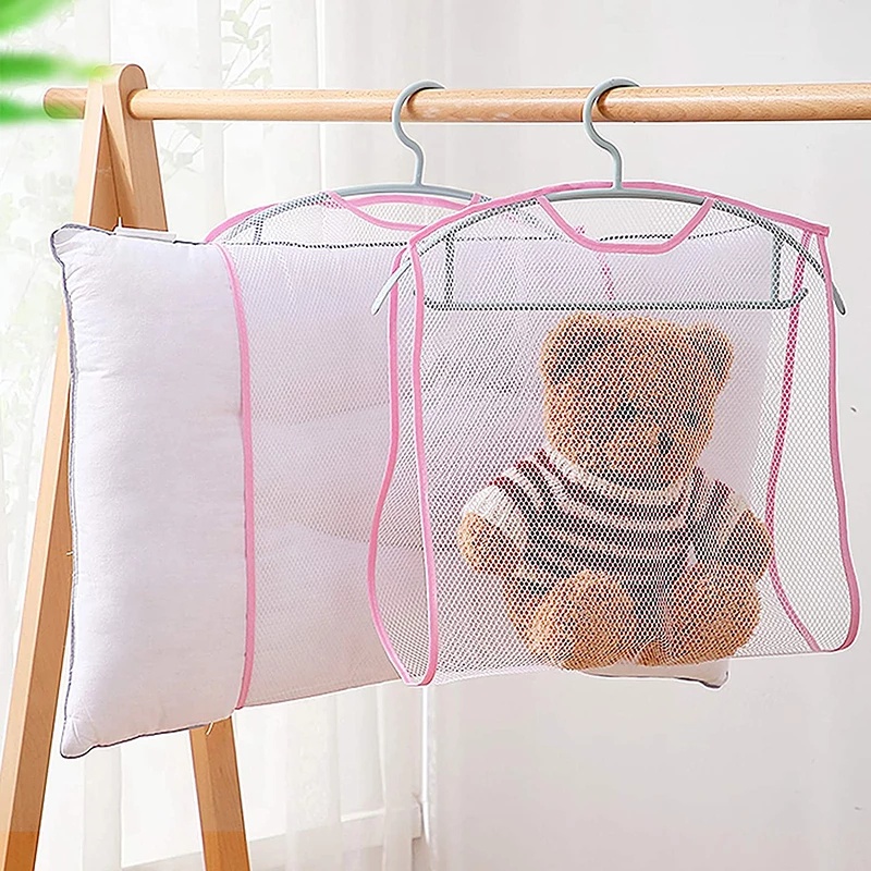 1 Giá Đỡ Phơi Gối Đồ Chơi Dạng Lưới Chống Gió Có Thể Gấp Gọn